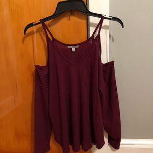 Size Small Maroon Cut-Out Shoulder Shirt